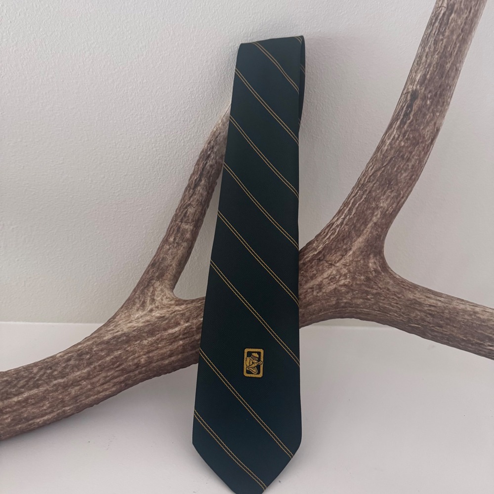 Vintage Oregon Ducks Tie Forest Green Gold Stripe London 400 Mens Necktie